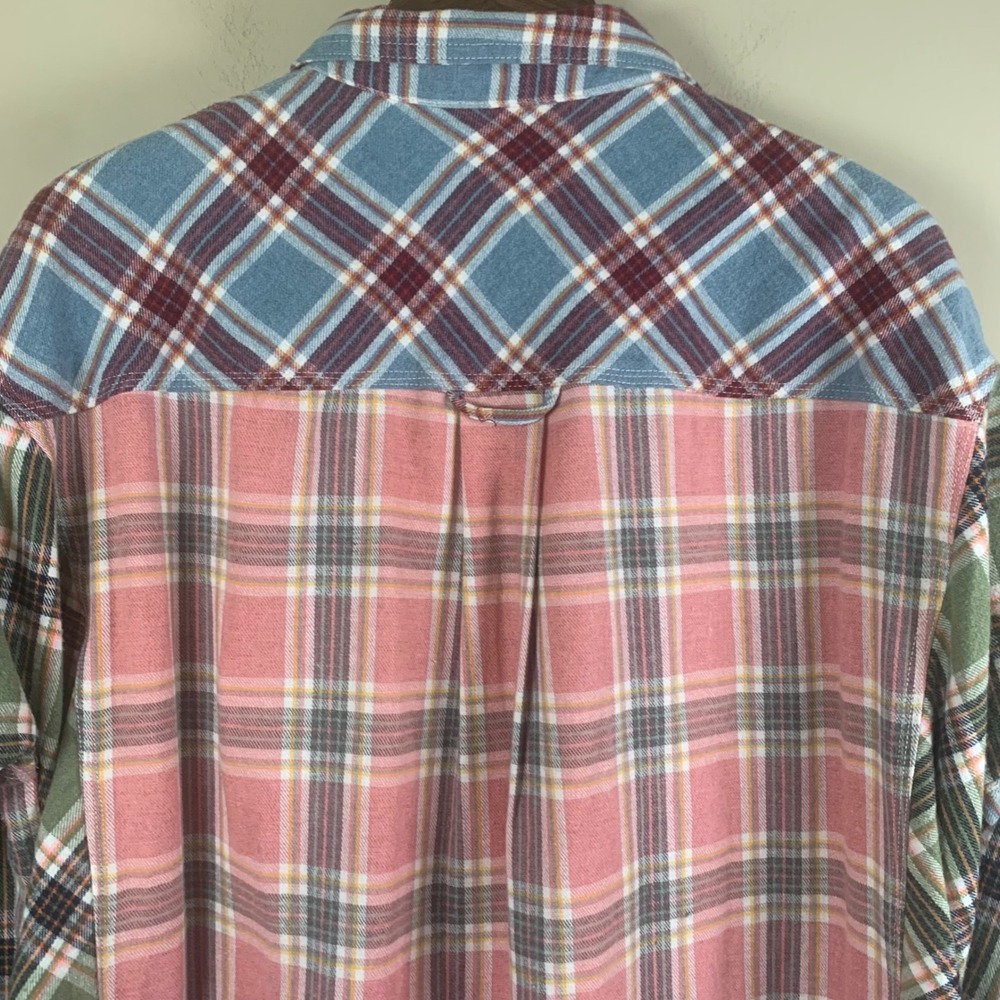 Oli and Hali Mixed Plaid Real World Duster Long Flannel Button Down Size Medium - Picture 4 of 11